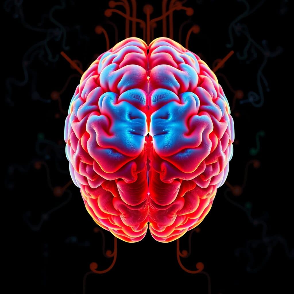 Illustration of a glowing brain used for Dr. Erickson's lectures